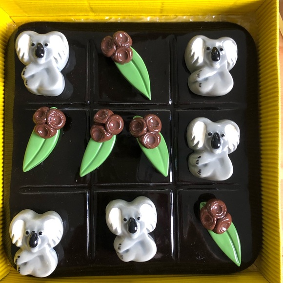 Hand Crafted Other - Australian made and hand painted ceramic koala and gum leaves naughts + crosses